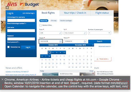 Airline flight booking form showing datepicker for selecting dates.